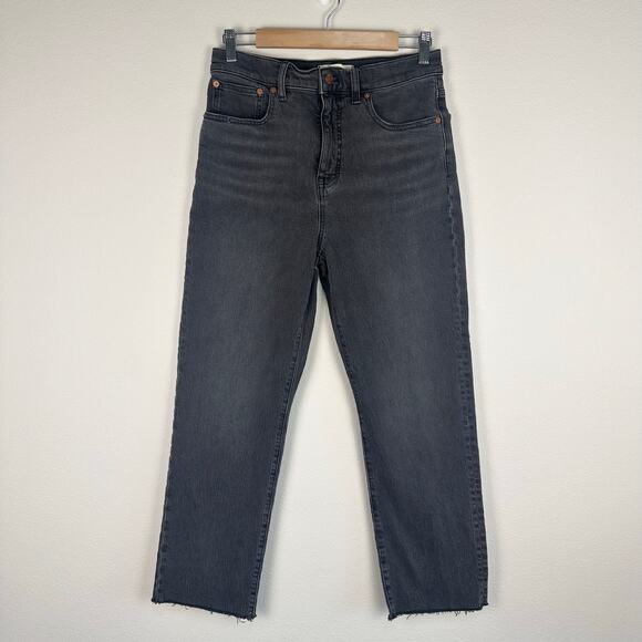 MADEWELL | The '90s Straight Crop Jean Benley Wash Stretch Raw Hems | Size 28 - Picture 7 of 11